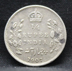 Quarter Rupees 1907 Edward VII Silver coins