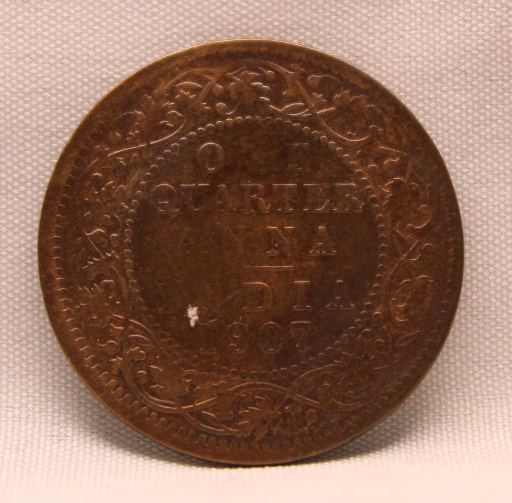 Quarter Anna 1907 Edward VII Bronze coins
