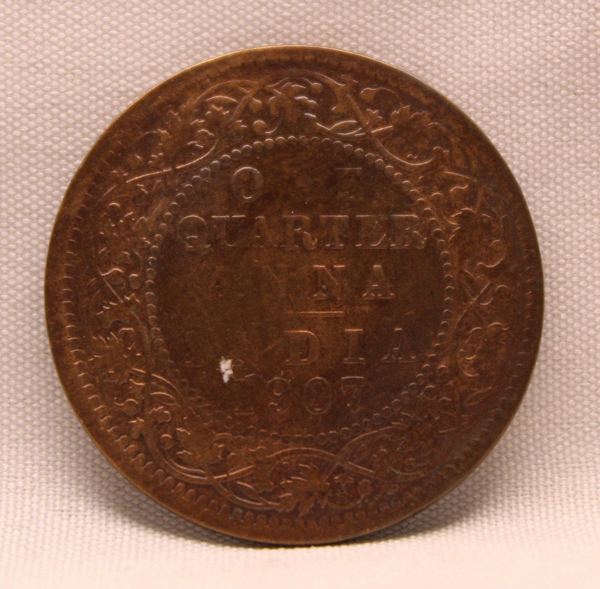 Quarter Anna 1907 Edward VII Bronze coins