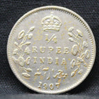Quarter Rupees 1907 Edward VII Silver coins