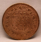 Quarter Anna 1907 Edward VII Bronze coins