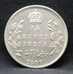 Quarter Rupees 1907 Edward VII Silver coins