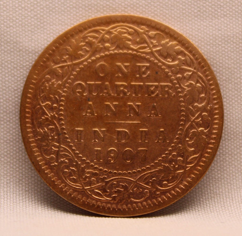 Quarter Anna 1907 Edward VII Bronze coins