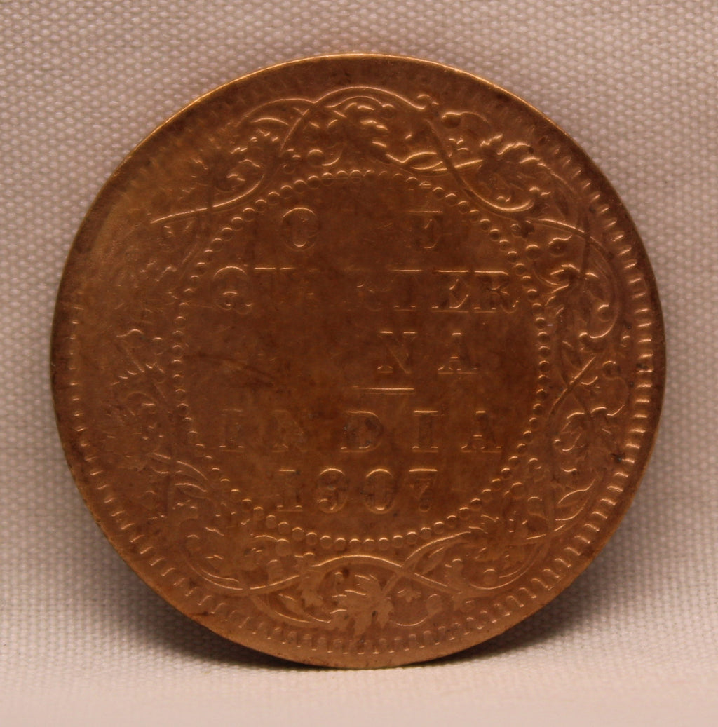 Quarter Anna 1907 Edward VII Bronze coins
