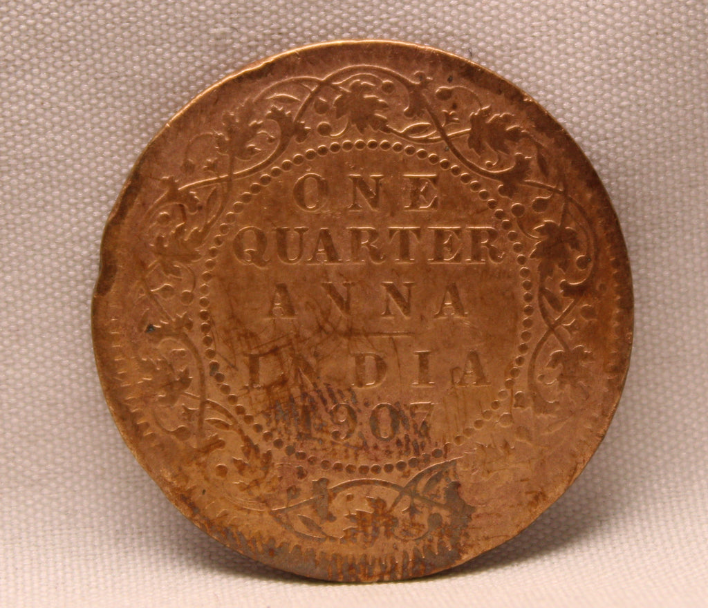 Quarter Anna 1907 Edward VII Bronze coins