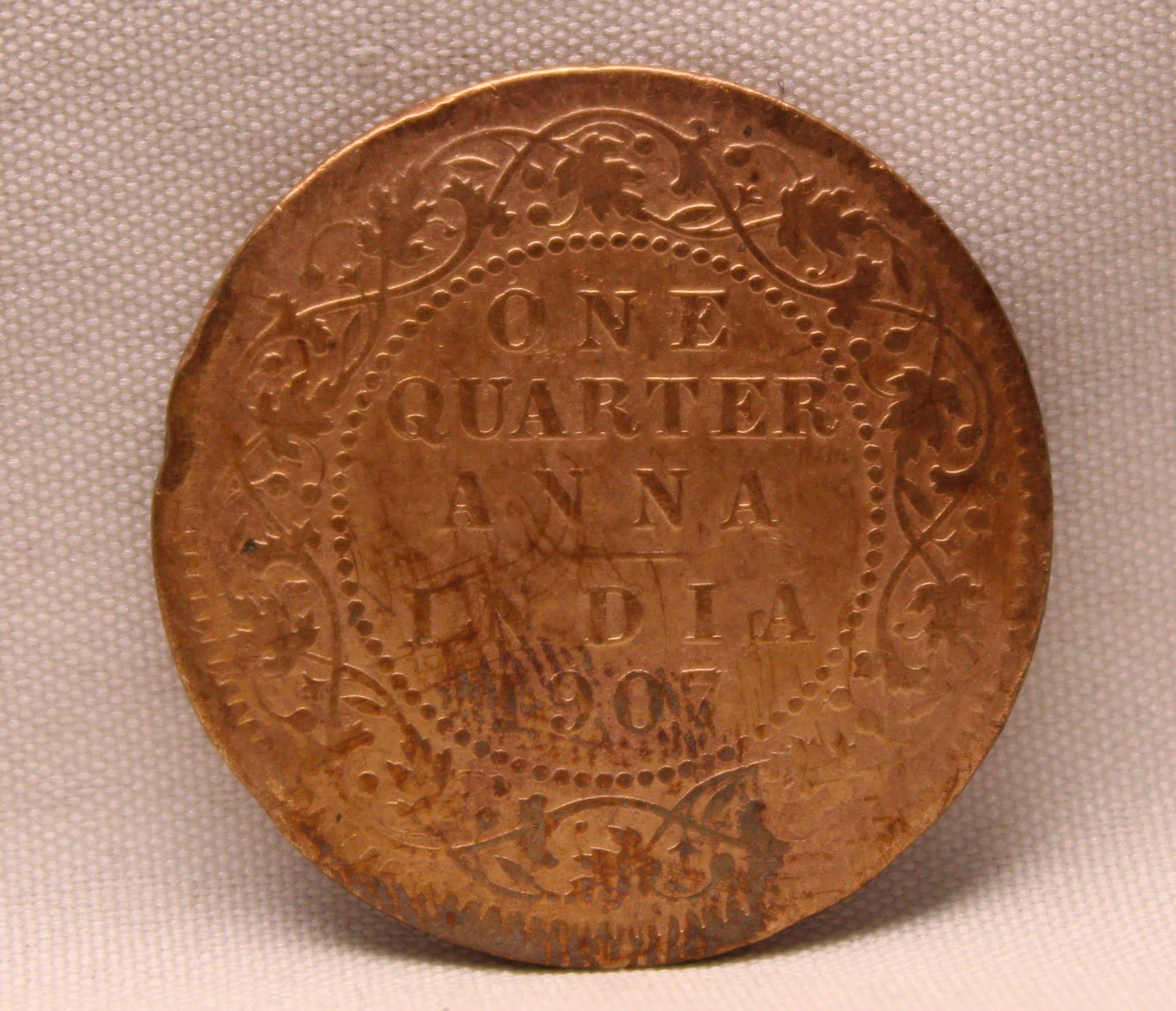 Quarter Anna 1907 Edward VII Bronze coins