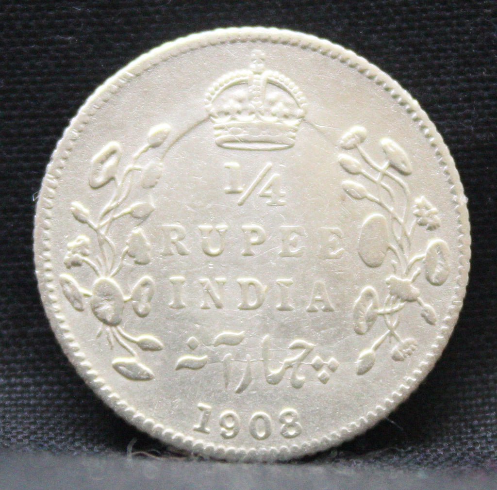 Quarter Rupees 1908 Edward VII Silver coins