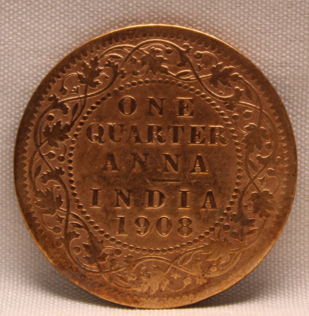 Quarter Anna 1908 Edward VII Bronze coins