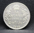 Quarter Rupees 1908 Edward VII Silver coins