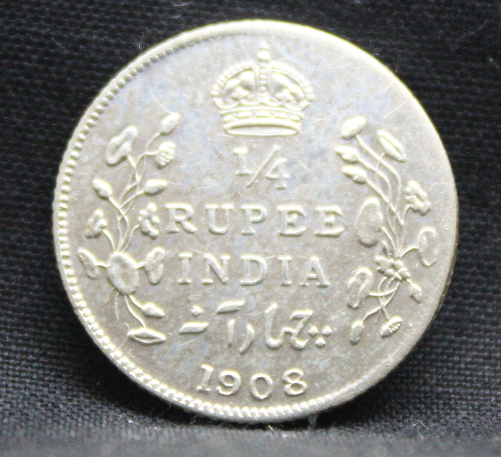 Quarter Rupees 1908 Edward VII Silver coins