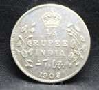 Quarter Rupees 1908 Edward VII Silver coins