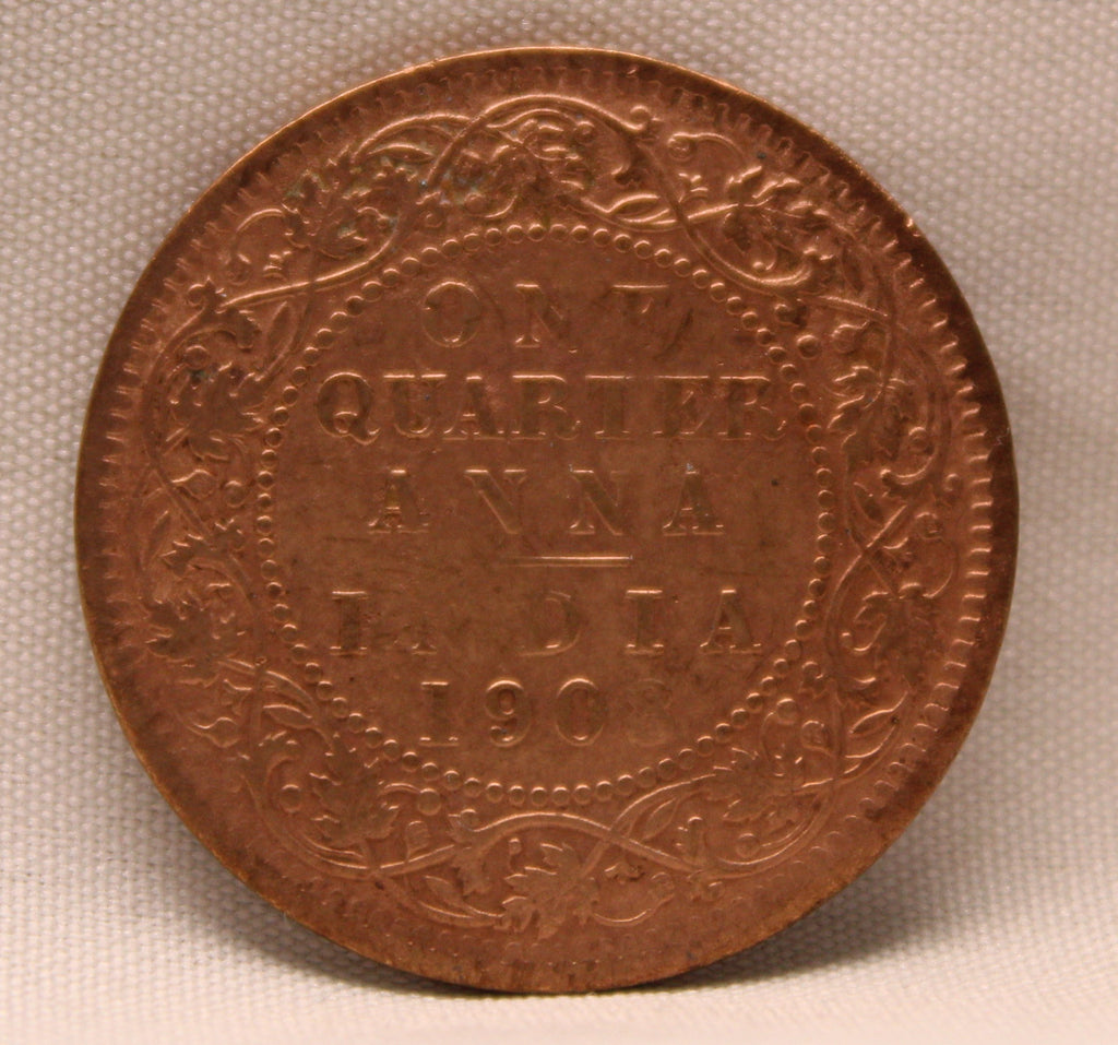 Quarter Anna 1908 Edward VII Bronze coins