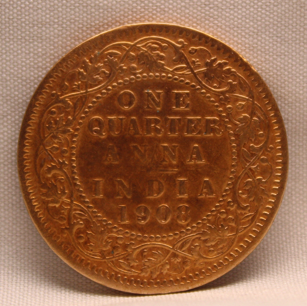 Quarter Anna 1908 Edward VII Bronze coins