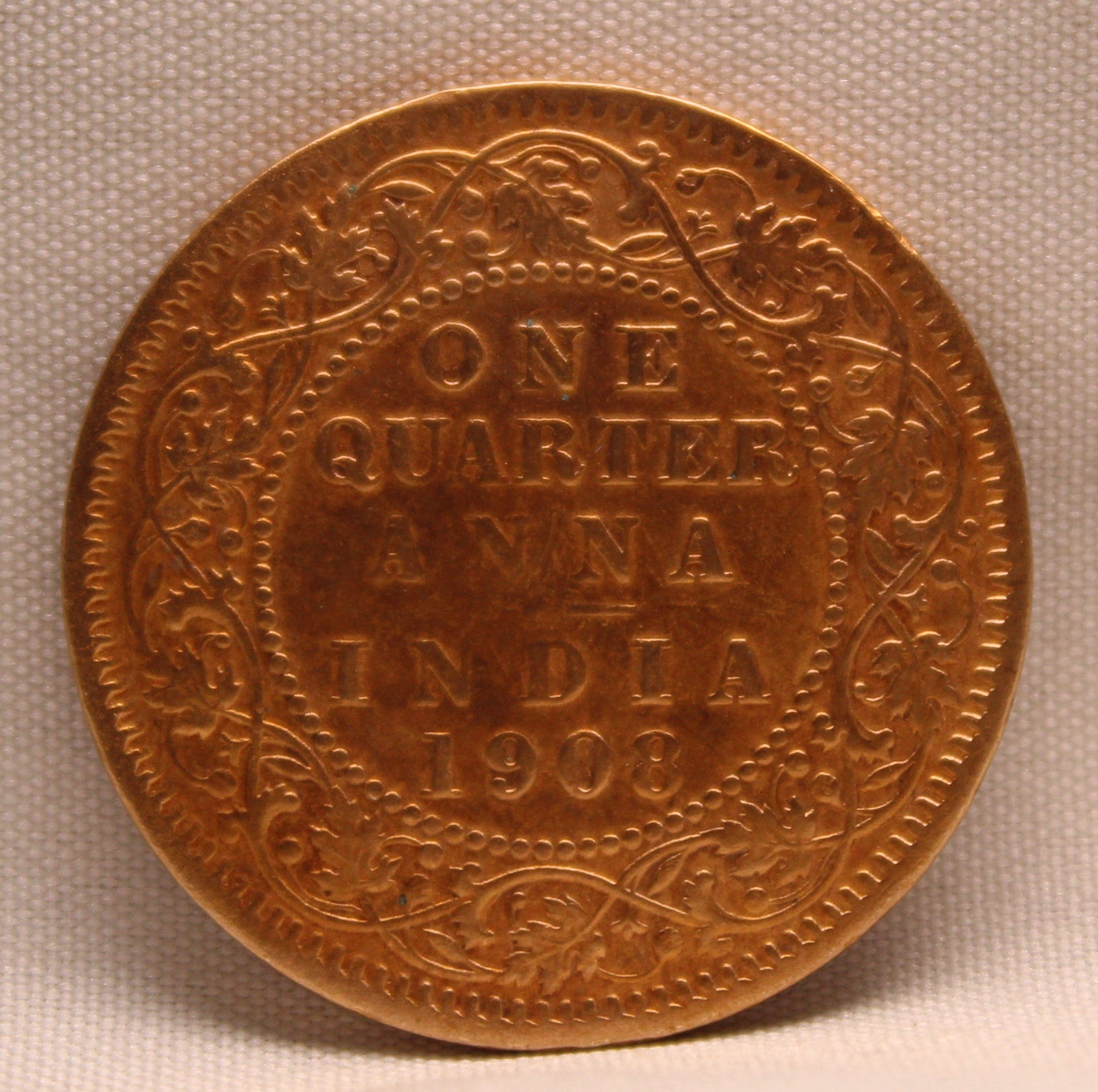 Quarter Anna 1908 Edward VII Bronze coins