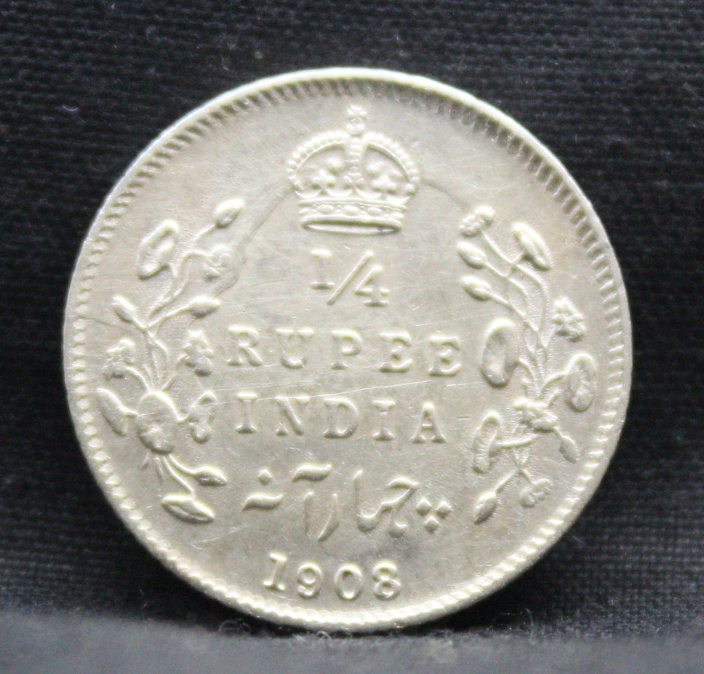 Quarter Rupees 1908 Edward VII Silver coins