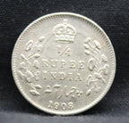 Quarter Rupees 1908 Edward VII Silver coins