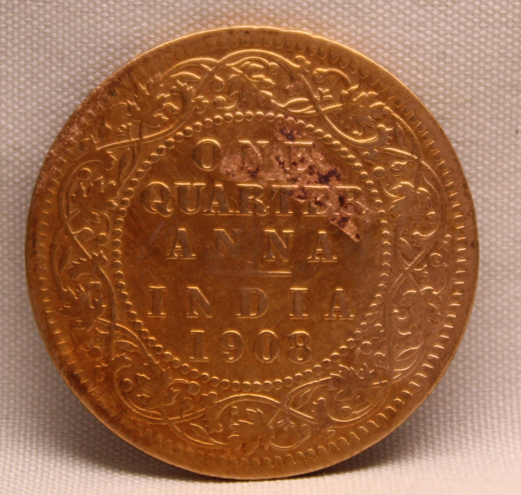Quarter Anna 1908 Edward VII Bronze coins