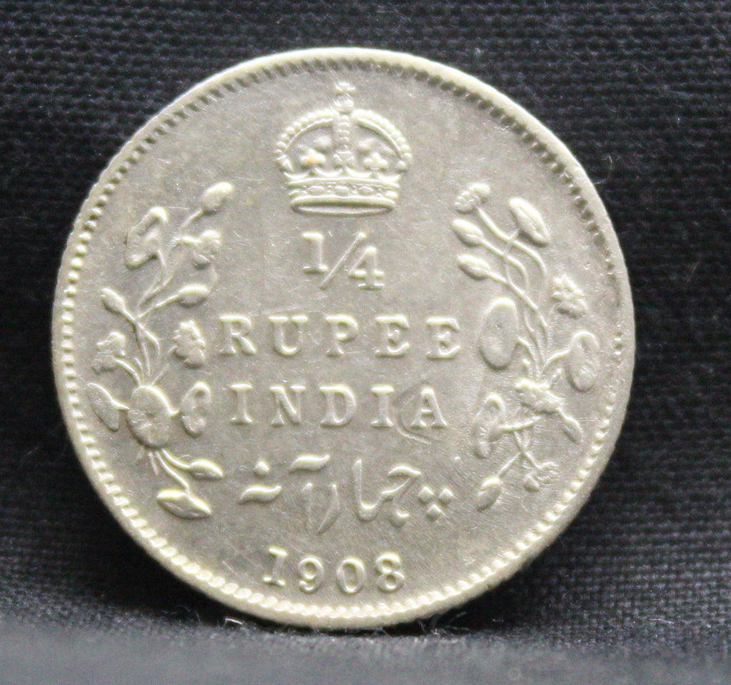 Quarter Rupees 1908 Edward VII Silver coins