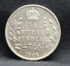 Quarter Rupees 1908 Edward VII Silver coins