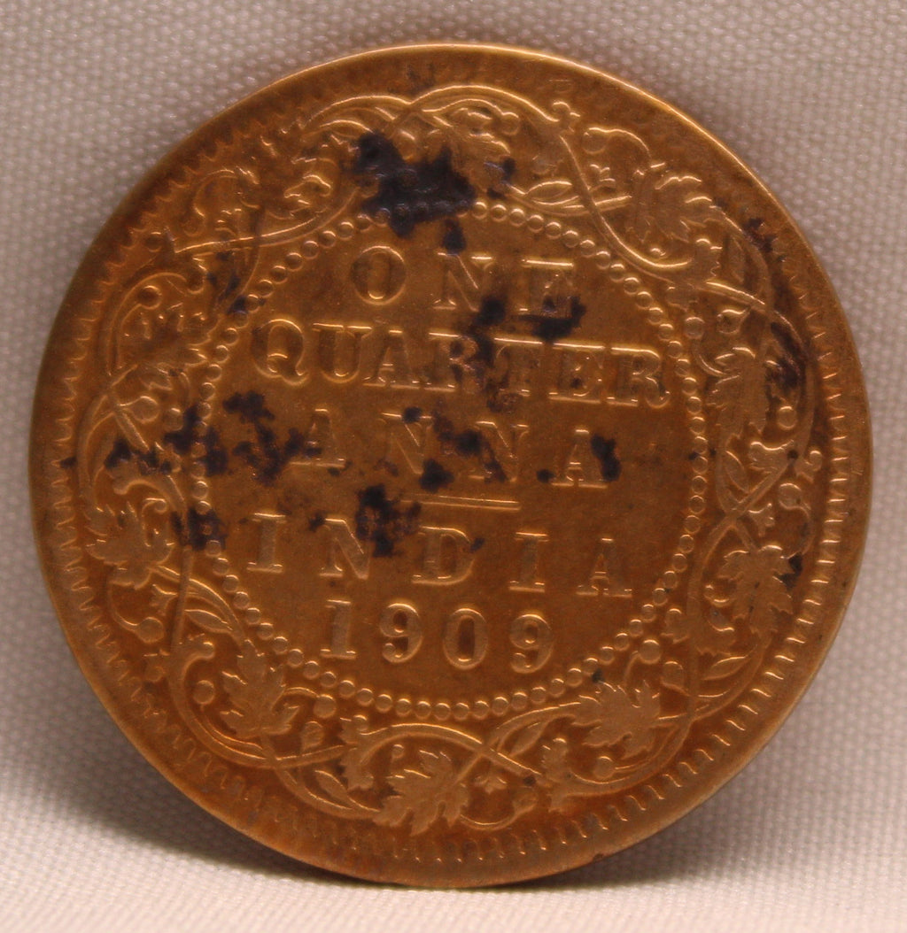 Quarter Anna 1909 Edward VII Bronze coins