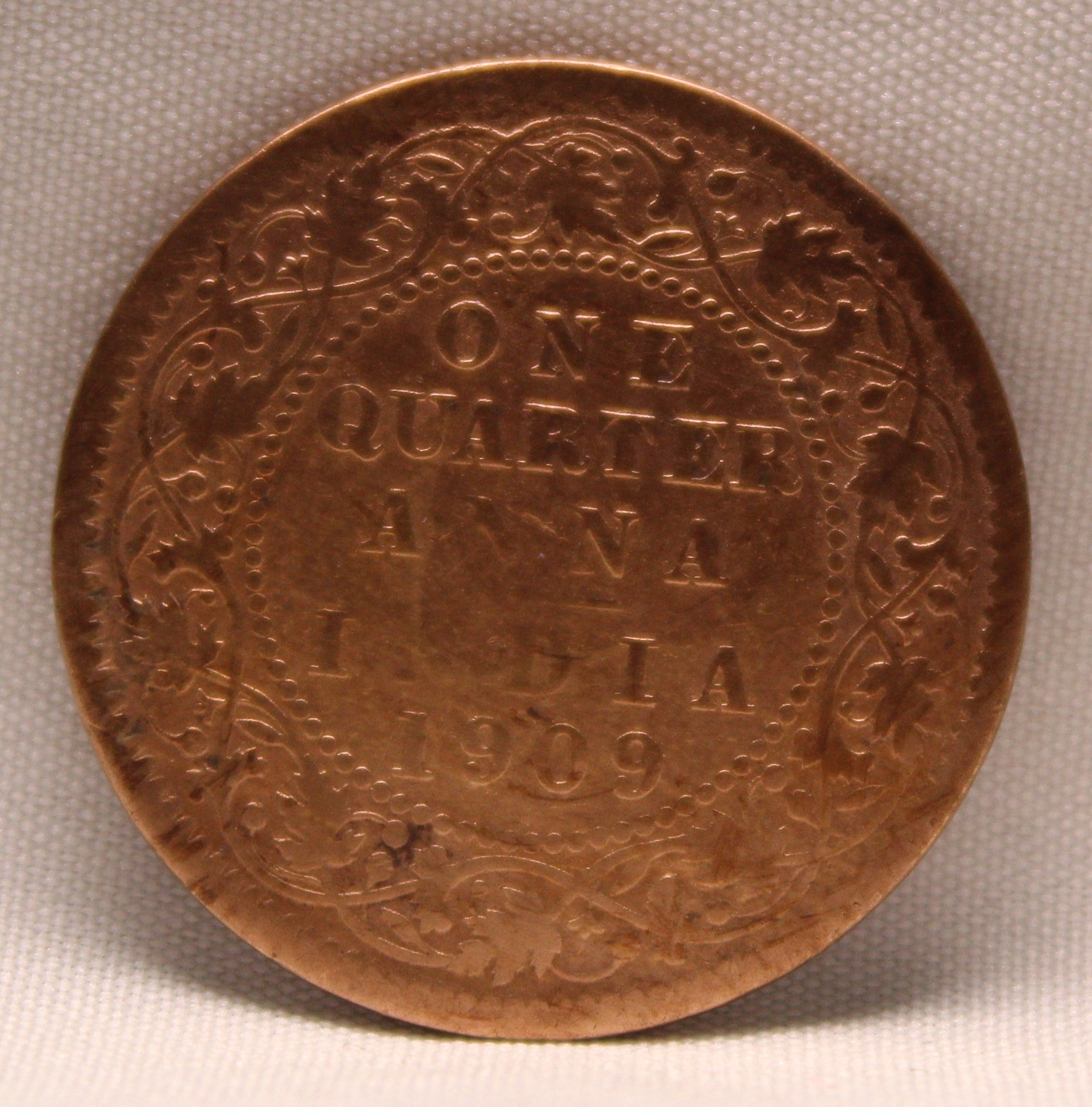 Quarter Anna 1909 Edward VII Bronze coins