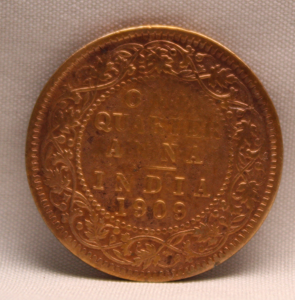 Quarter Anna 1909 Edward VII Bronze coins