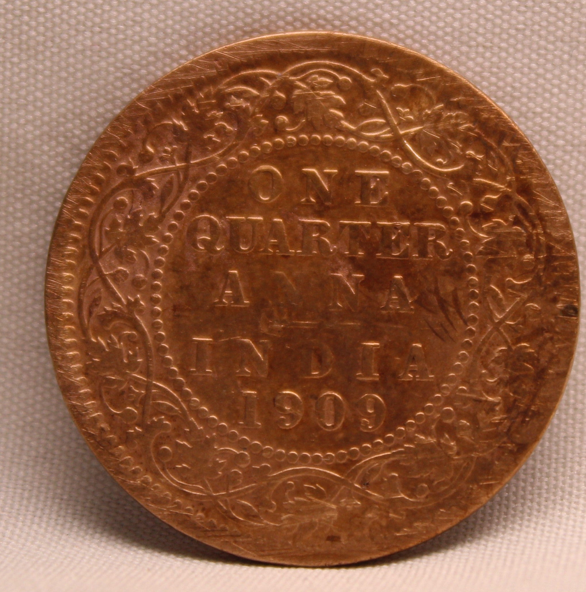 Quarter Anna 1909 Edward VII Bronze coins