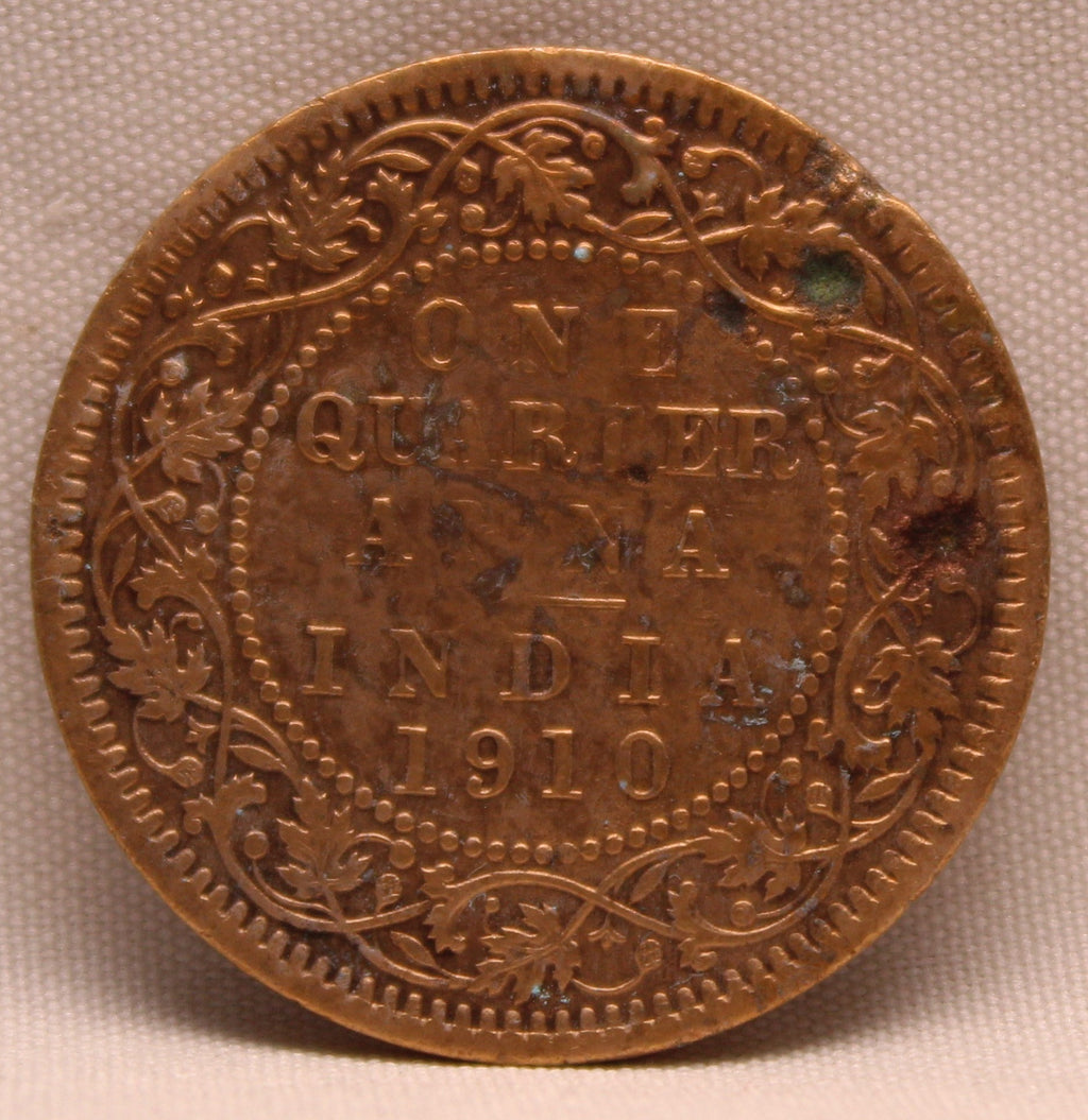Quarter Anna 1910 Edward VII Bronze coins