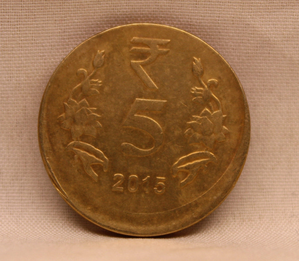 5 Rupees  Shift Error Nickel Brass Coin  Calcutta 2015