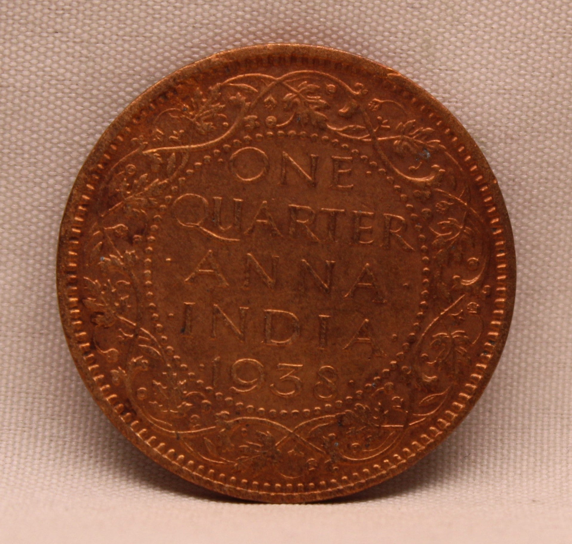 Quarter Anna 1938 George VI Copper coins