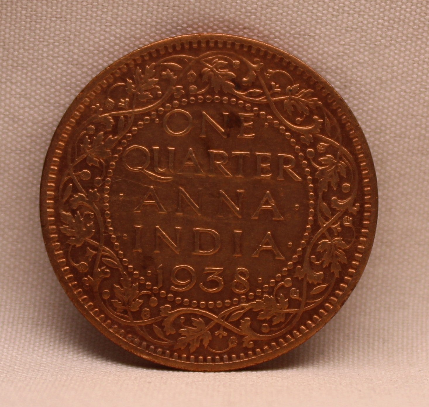 Quarter Anna 1938 George VI Copper coins