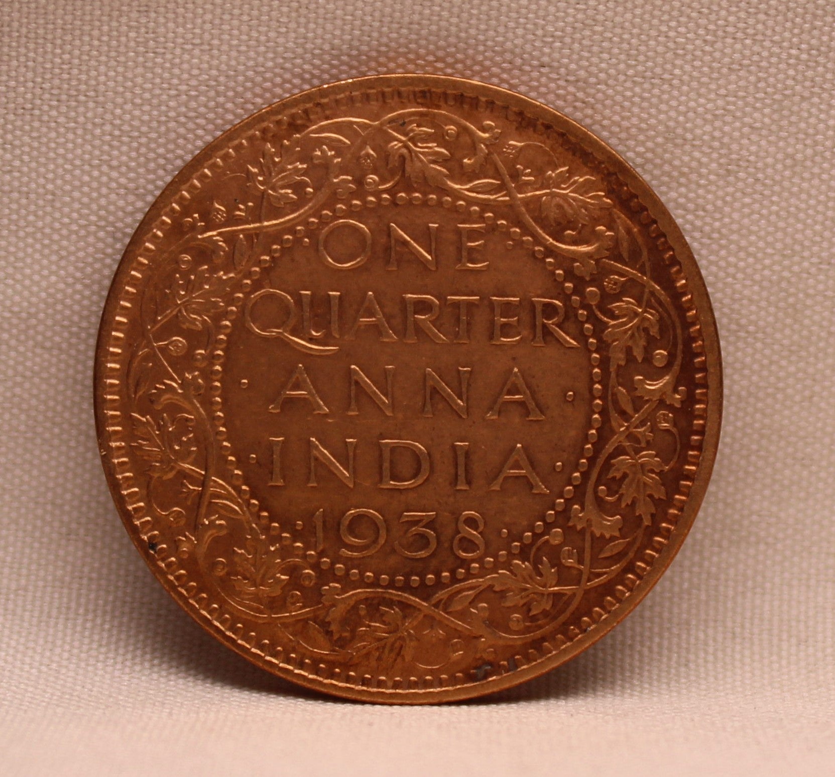 Quarter Anna 1938 George VI Copper coins