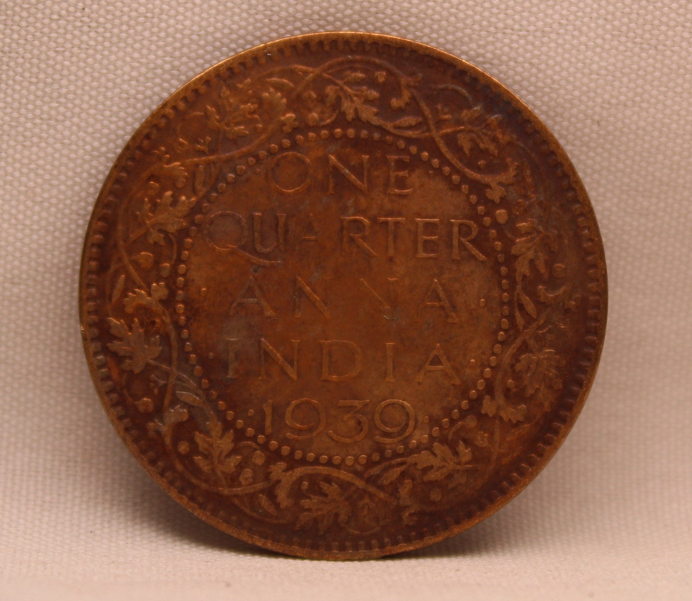 Quarter Anna 1939 George VI Copper coins