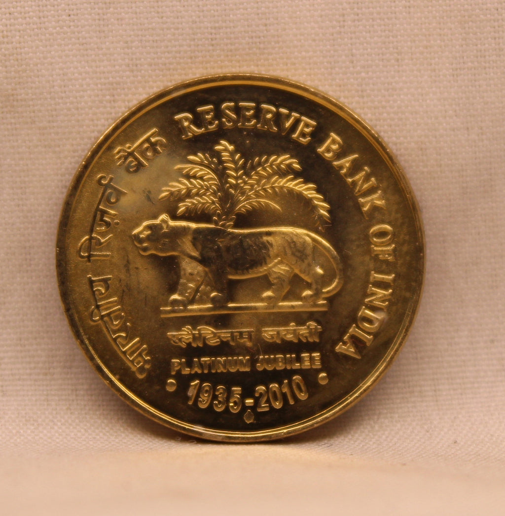 5 RS RESERVE BANK OF INDIA PLATINUM JUBILEE 1935 - 2010 BOMBAY