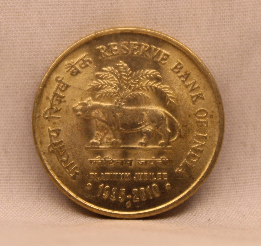 5 RS RESERVE BANK OF INDIA PLATINUM JUBILEE 1935 - 2010 BOMBAY