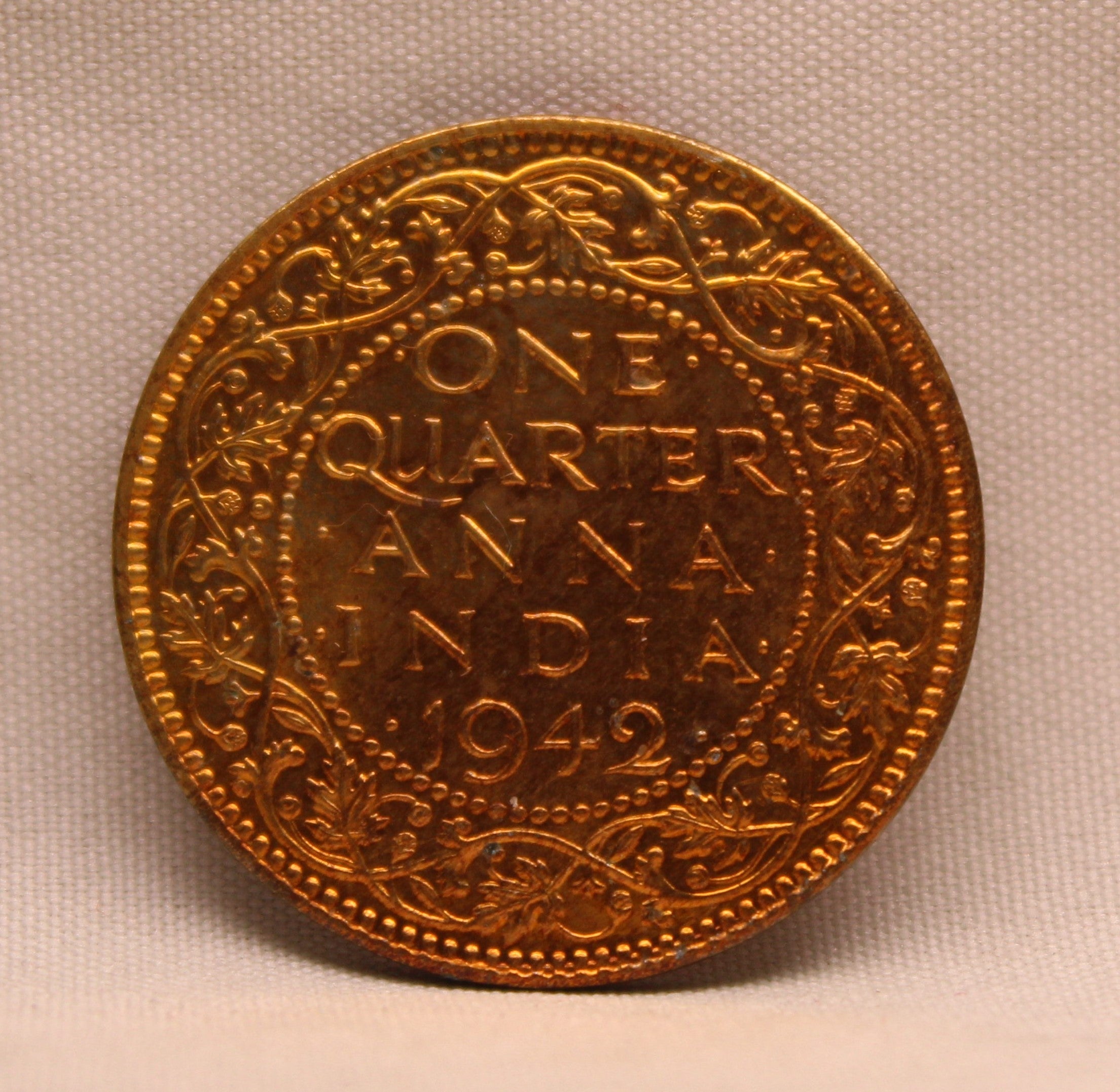 Quarter Anna 1942 George VI Copper coins