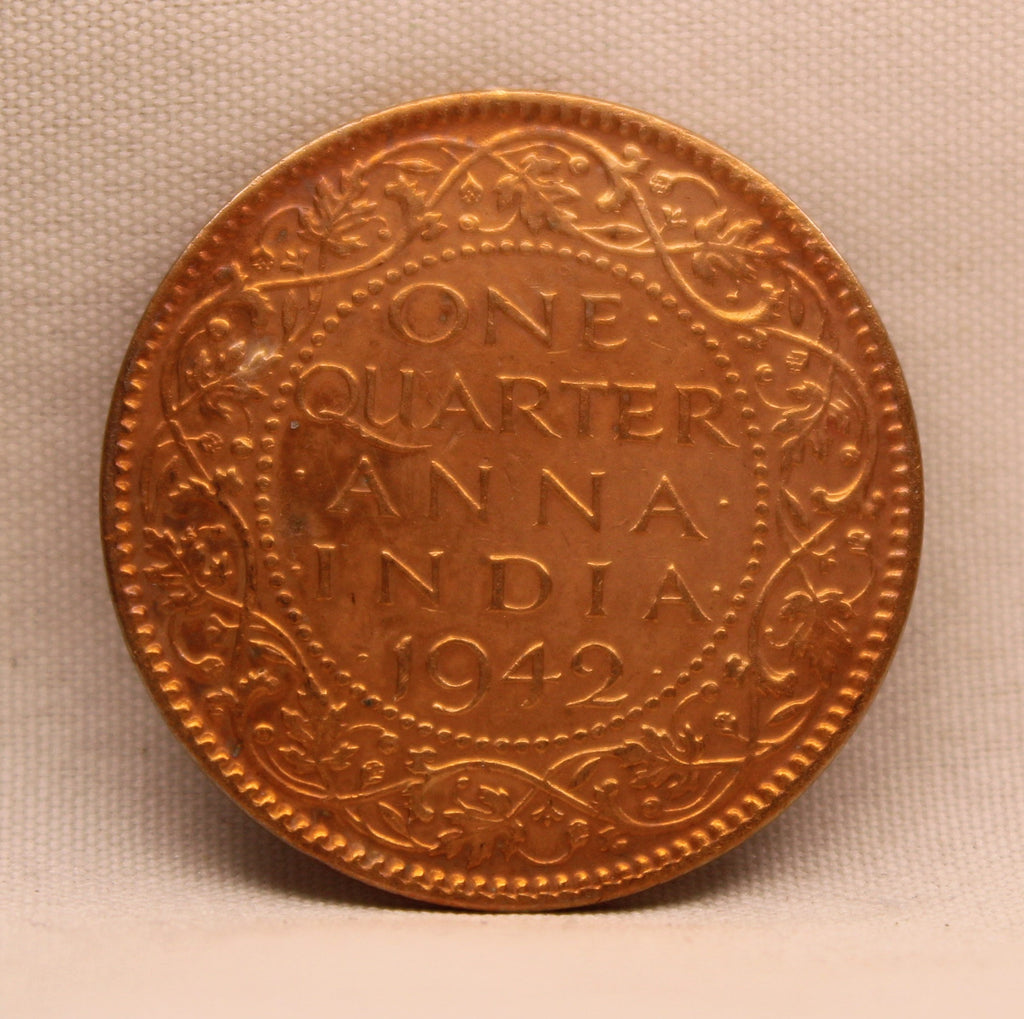 Quarter Anna 1942 George VI Copper coins