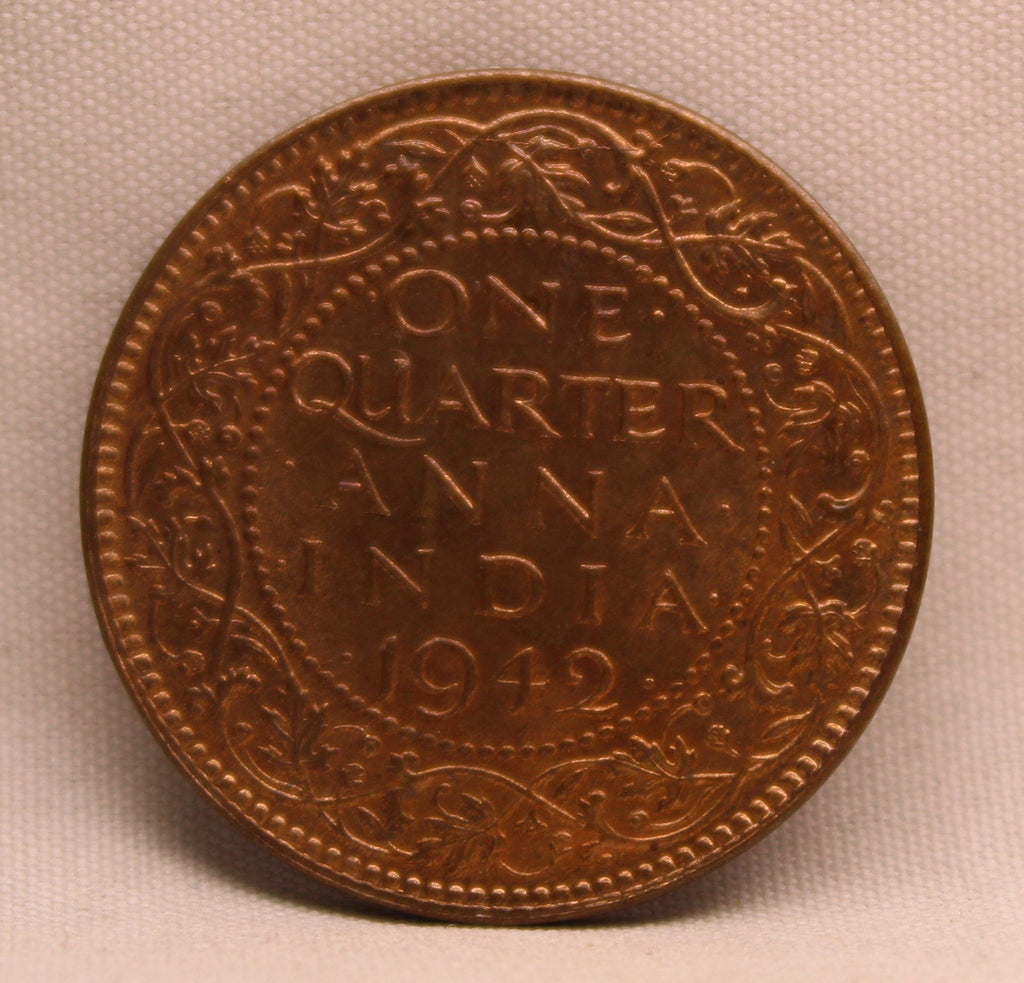 Quarter Anna 1942 George VI Copper coins