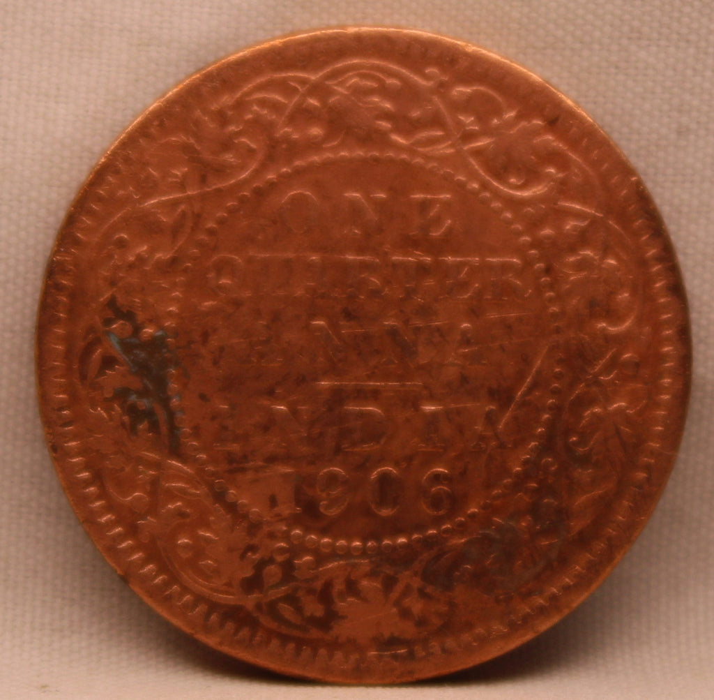 Quarter Anna 1906 Edward VII Copper Coins