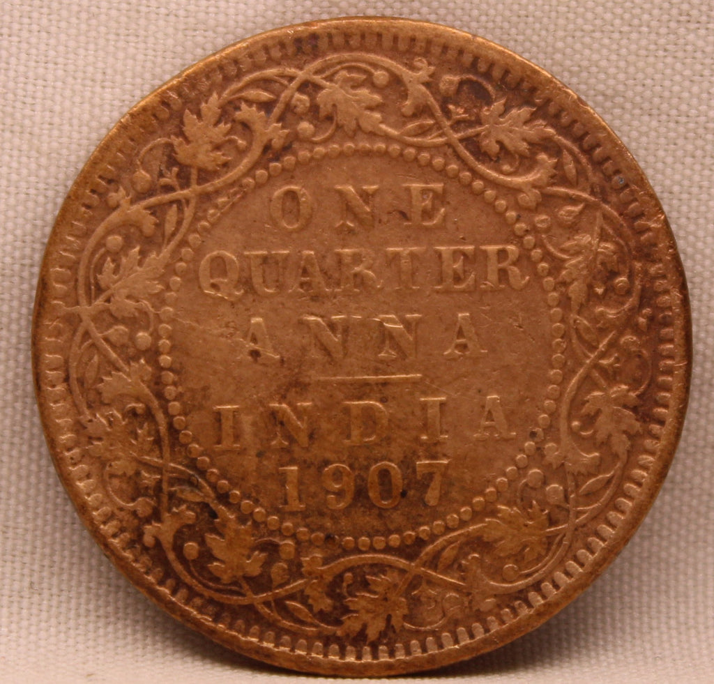 Quarter Anna 1907 Edward VII Bronze Coins