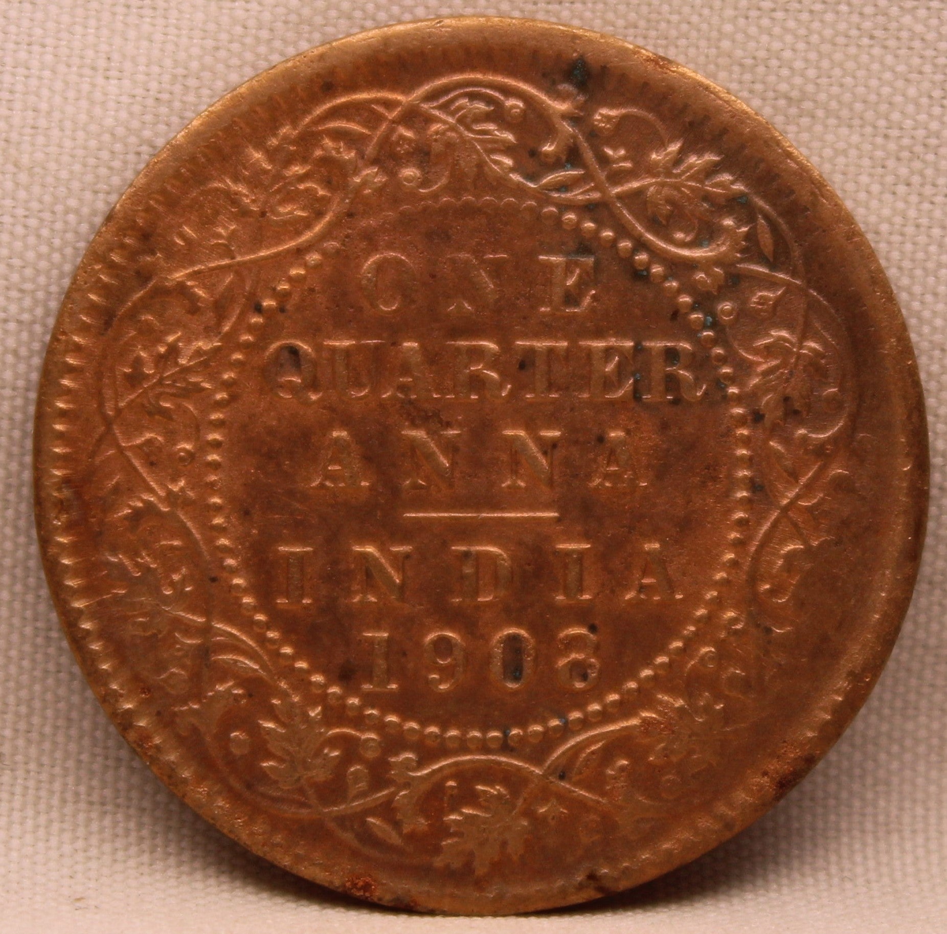 Quarter Anna 1908 Edward VII Bronze Coins