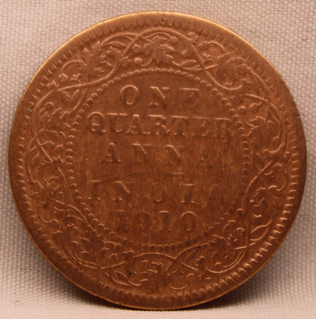 Quarter Anna 1910 Edward VII Bronze Coins