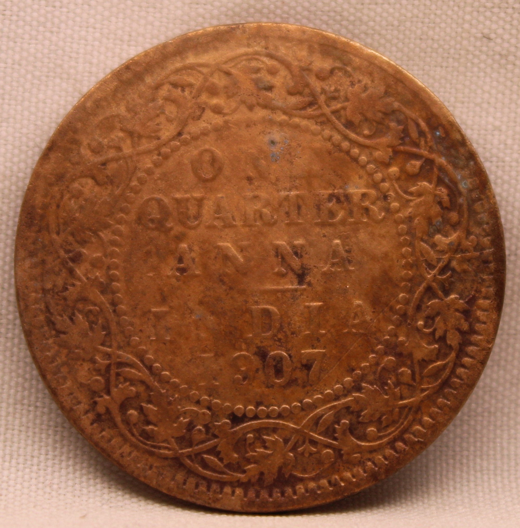 Quarter Anna 1907 Edward VII Bronze Coins