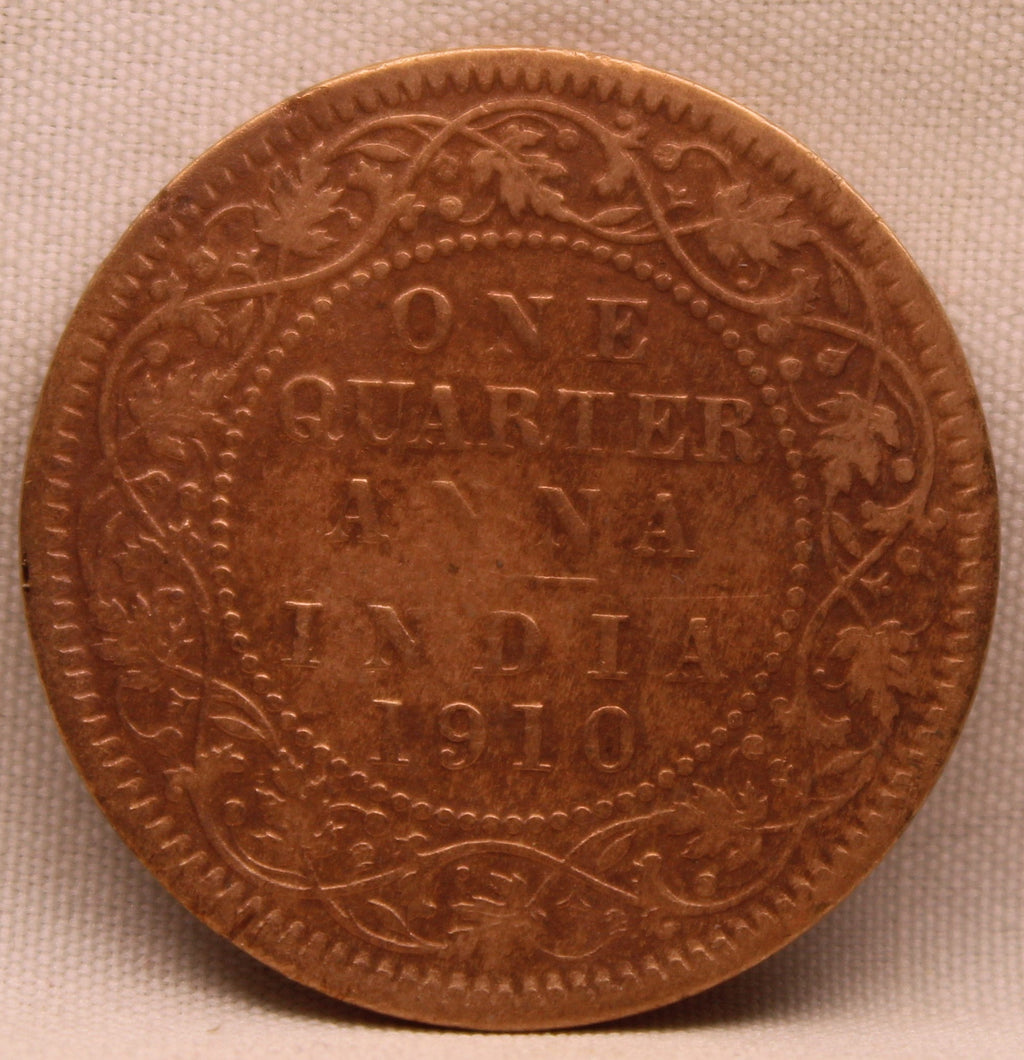 Quarter Anna 1910 Edward VII Bronze Coins