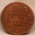 Quarter Anna 1910 Edward VII Bronze Coins