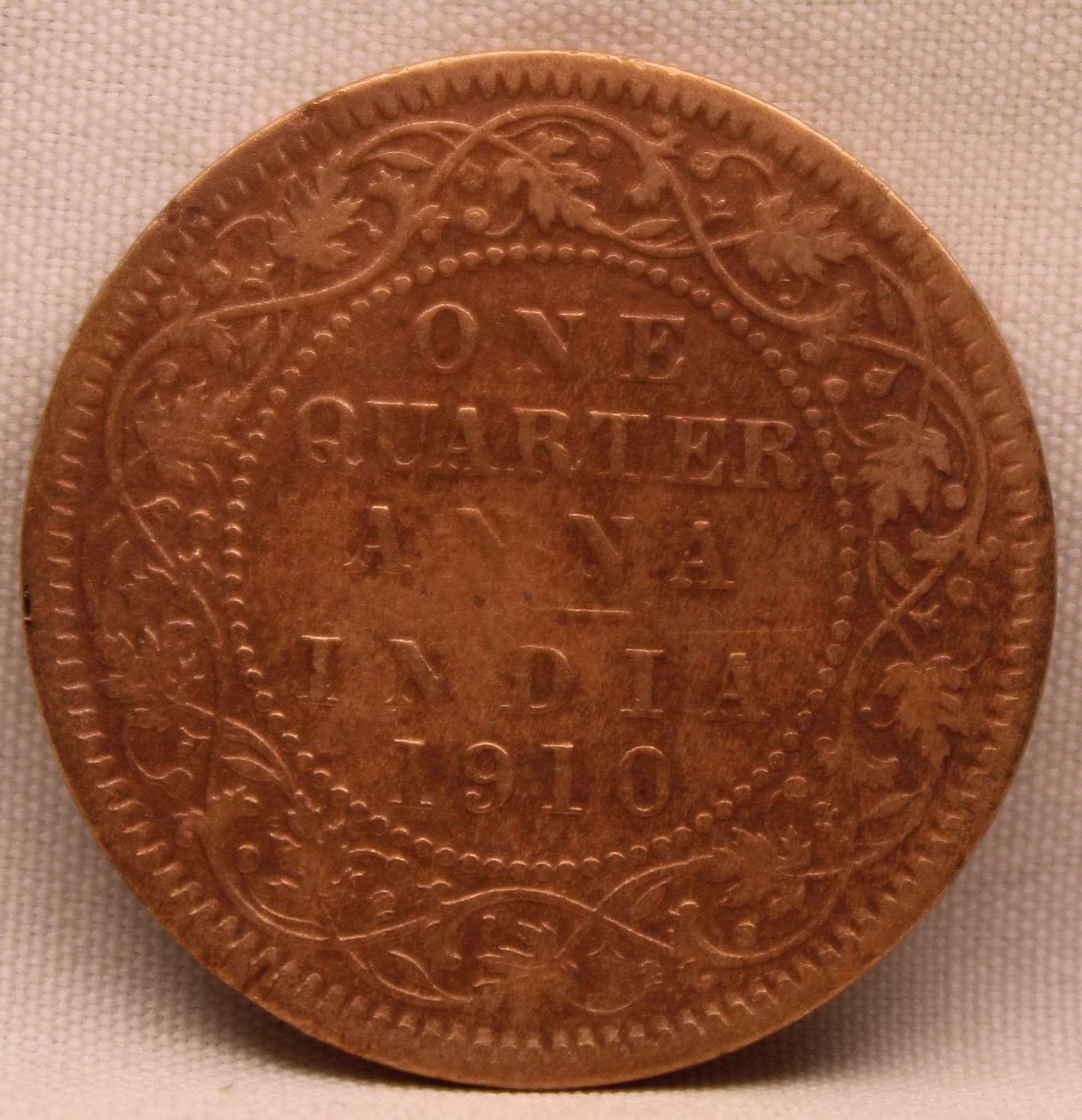 Quarter Anna 1910 Edward VII Bronze Coins