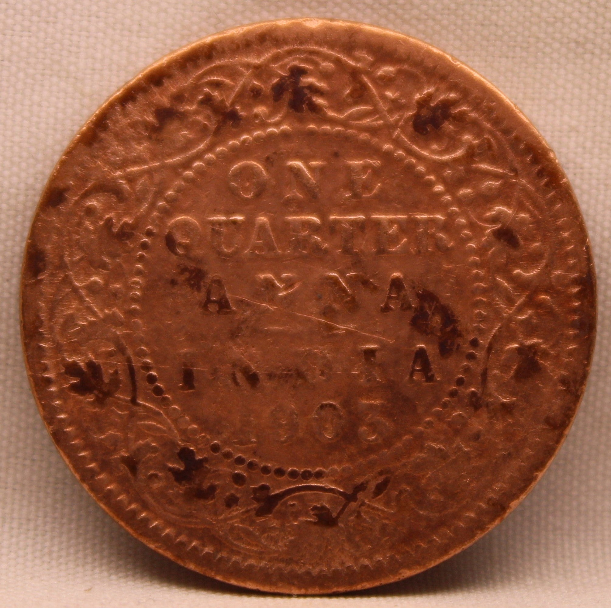 Quarter Anna 1903 Edward VII Bronze Coins