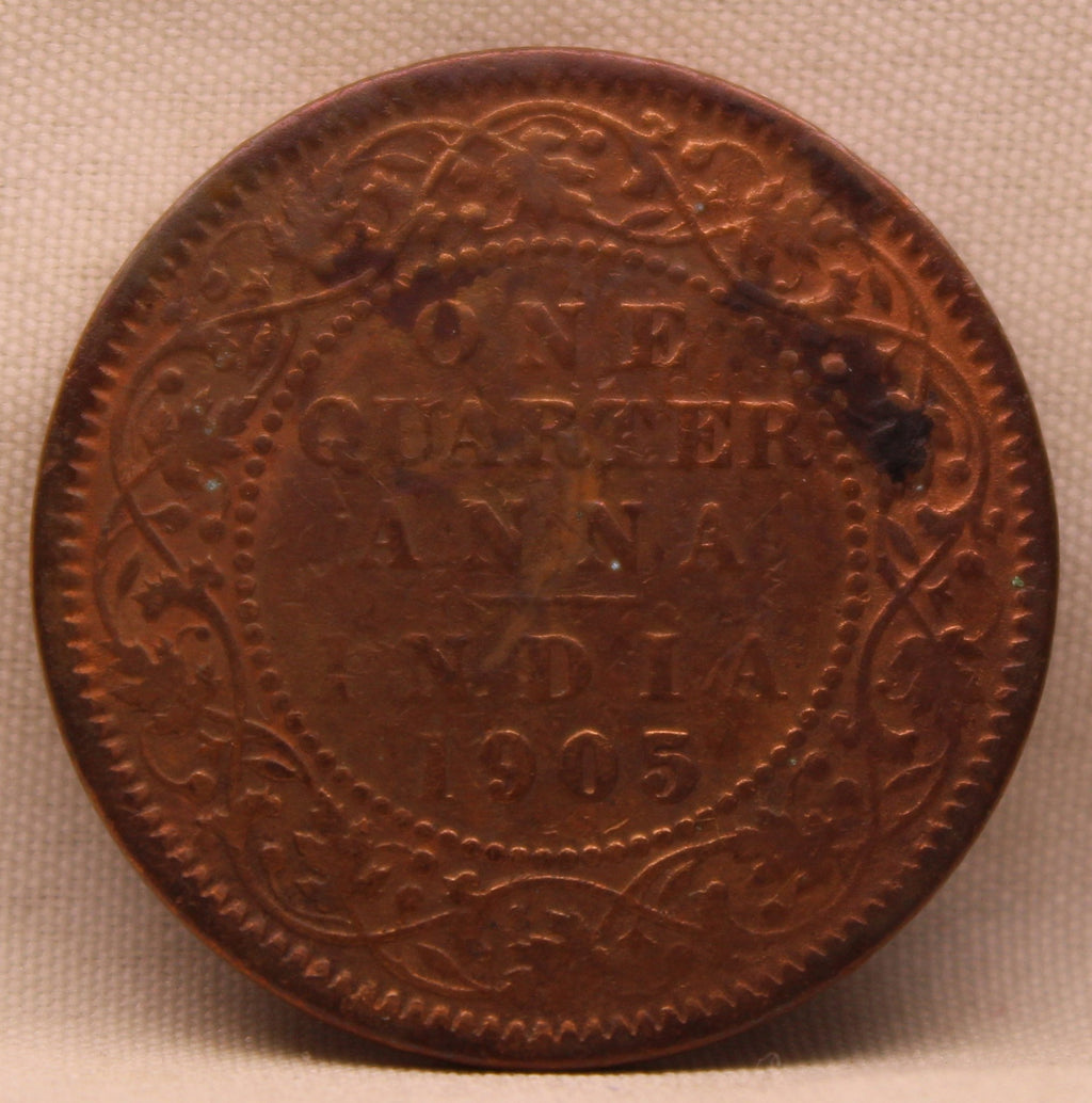 Quarter Anna 1905 Edward VII Bronze Coins
