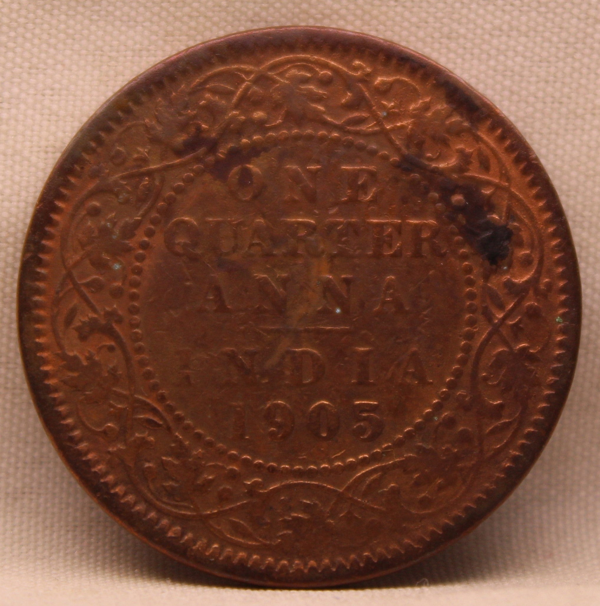 Quarter Anna 1905 Edward VII Bronze Coins