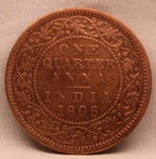 Quarter Anna 1906 Edward VII Copper Coins